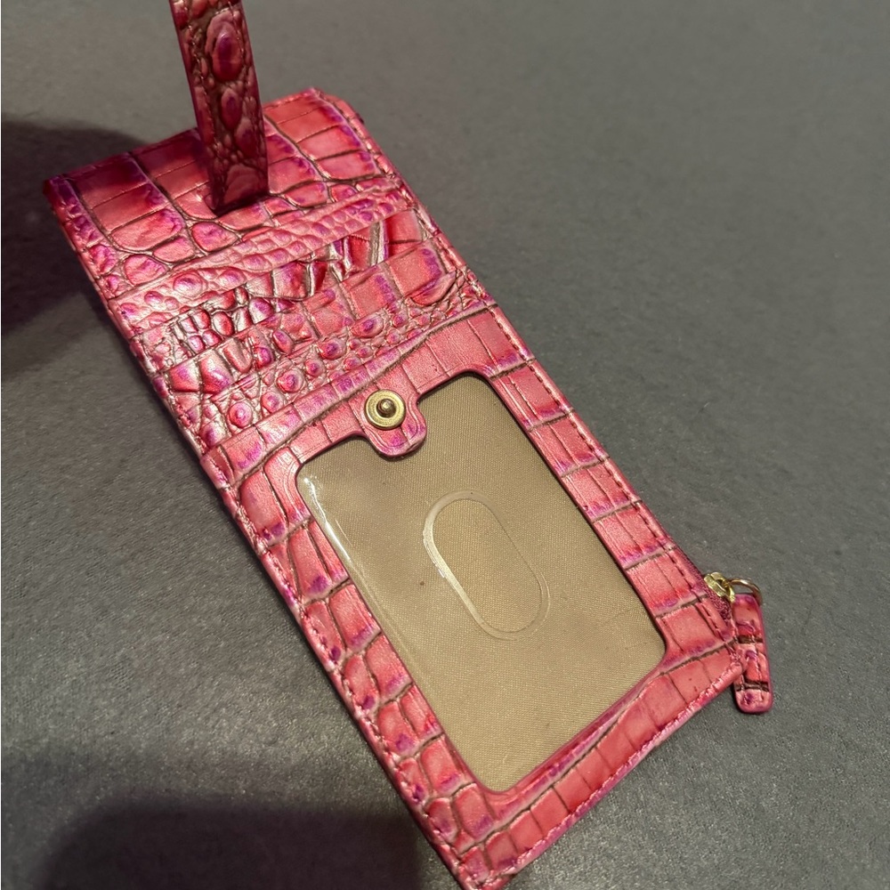 Brahmin Cupid Ombré Pink Metallic Croc-Embossed ID Card Holder Wallet - Picture 4 of 7